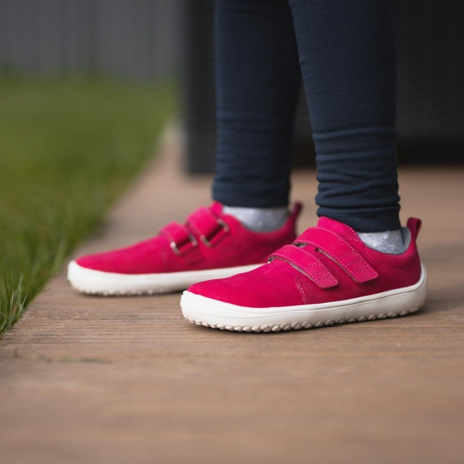 Kinder lederen barefoot schoenen Jolly, donkerroze