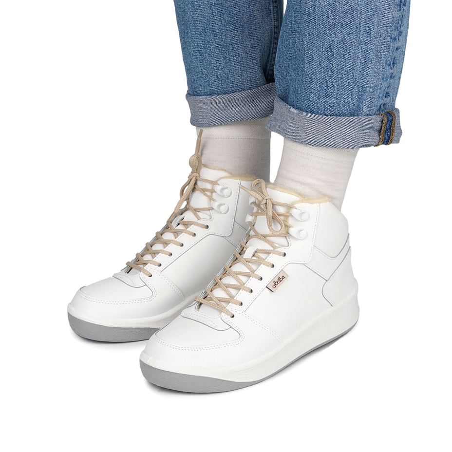 Dikke wollen Prestige-schoenen Vlnka hoog, wit