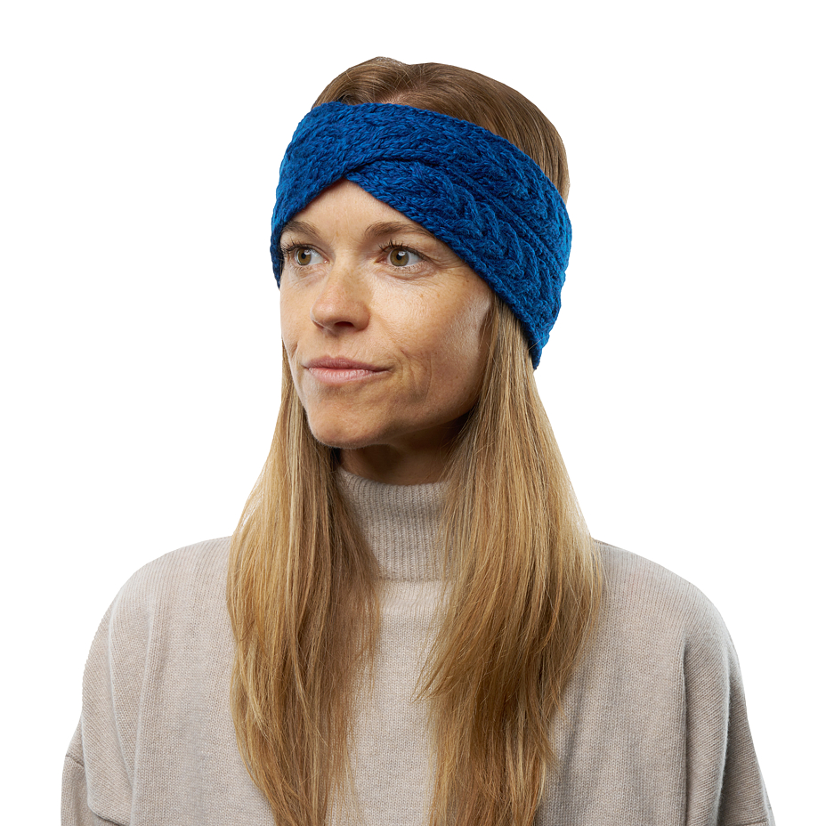 Wollen gekruiste hoofdband Supersoft Merino, blauw