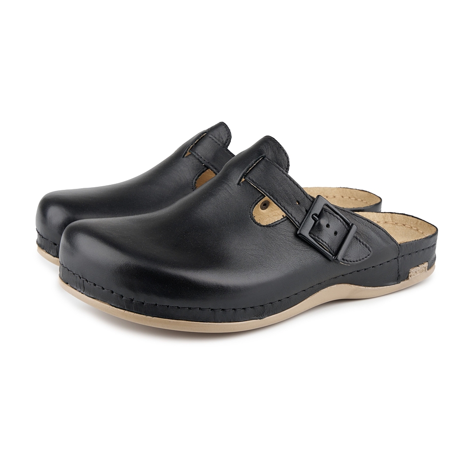Leren herenslippers Leos, zwart