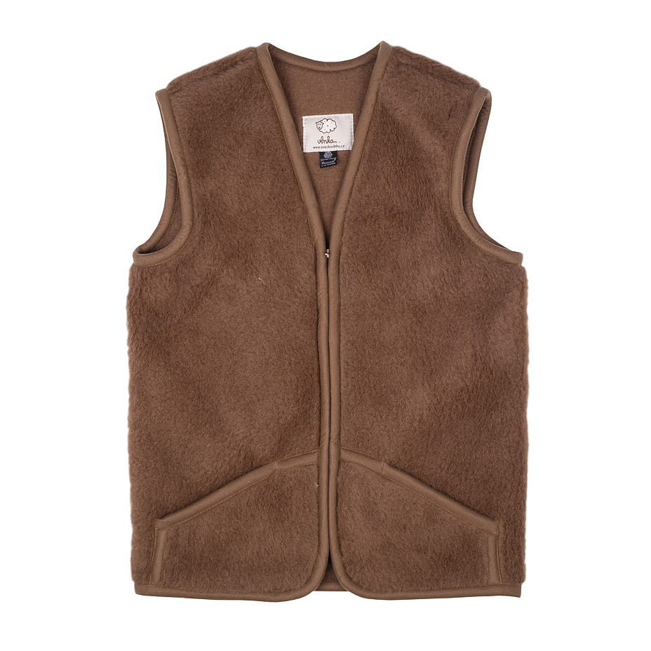 Gilet van Merino-wol met kameelwol, bruin