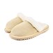 Lederen damespantoffels met schapenwol Marie, beige